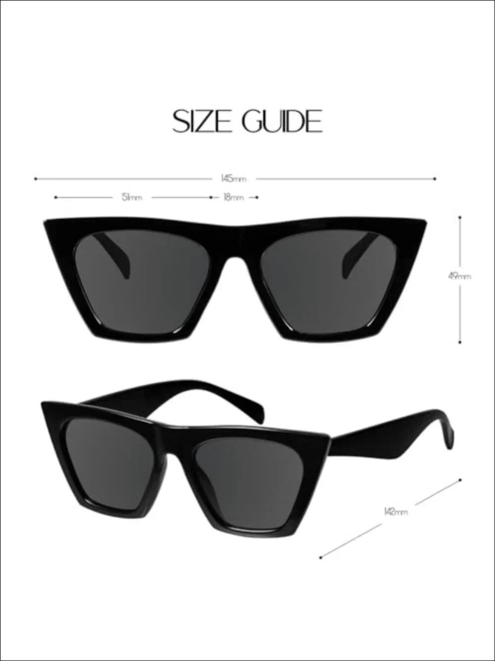 Square Cat Eye Sunglasses for Women UV400 Full Frame Retro